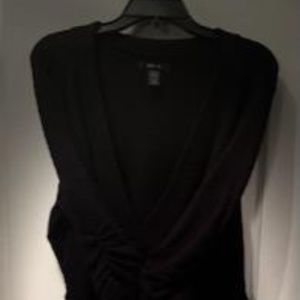 STYLE & CO. Black Button-Up Top w/ Accented Lower Body Trim Light Spring Coverup